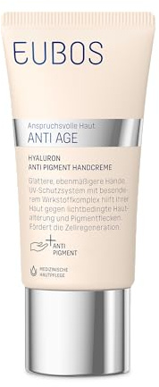 EUBOS ANTI AGE Hyaluron Anti Pigment Handcreme 50ml | Für jünger wirkende Hände, Mit UV-Schutz, Strafft und spendet Feuchtigkeit, Hautverträglichkeit dermatologisch bestätigt