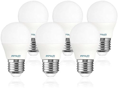 Sigmaled lighting - Lampadina LED E27 6W (equivalente 50W) - 550 lumen - Luce calda 2800K - Attacco grande - Lampada LED G45 mini GLOBO - 6 PEZZI