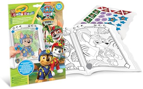 Crayola Mini Kids, Malbuch mit Paw Patrol Aufklebern, Mal- und Stickerspaß | Sticker Formen und Farben, 12 Monaten
