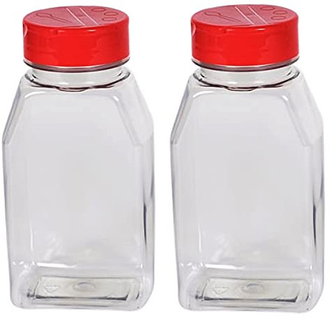 Skyway Supreme Large 16 OZ Plastic Spice Bottles Seasoning Containers Jars - Flap Cap Pour and Sifter Spice Shaker - Refillable Perfect For Storing Dispensing Herbs BBQ Rub - BPA Free - Set of 2