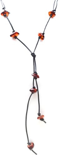 InCollections Damen-Lederband mit 8 Bernsteinen Länge verstellbar 0010493003100