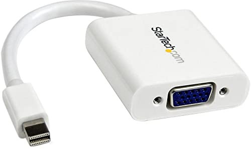 StarTech.com Mini DisplayPort to VGA Adapter - White - 1080p - Thunderbolt to VGA Monitor Adapter - Mini DP to VGA Converter (MDP2VGAW)
