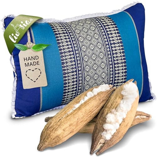 Livasia Coussin de Sofa Coussin de décoration - 22x33x13cm - Coussin cale-Nuque, Coussin de Sofa, Coussin de Voyage en kapok, Coussin accoudoir Meuble Palette, Jardin Balcon Fait Main (Bleu)