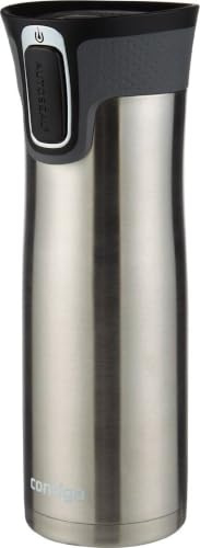 Contigo – Tasse de voyage en acier inoxydable à fermeture hermétique automatique AUTOSEAL, avec couvercle facile à nettoyer, Acier inoxydable, acier inoxydable, 20oz