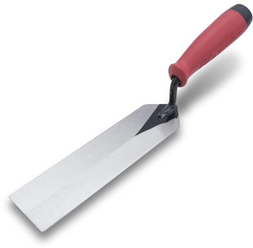 QLT by Marshalltown Masonry Margin Trowel, 8 Inch by 2 Inch, Red Soft Grip Handle, MTSG82