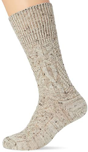 Lusana Herren Trachtenstrümpfe Umschlagsocke Johann L1031, Gr. 40/41, Beige (Mittelbeige Meliert 09)