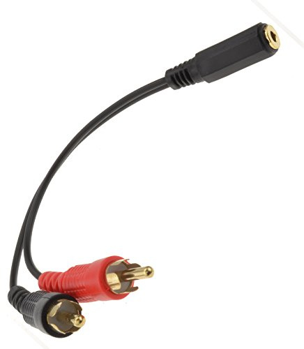 kenable Gold 3.5mm Stereo Jack Socket to 2 Phono RCA Plugs Adapter Cable