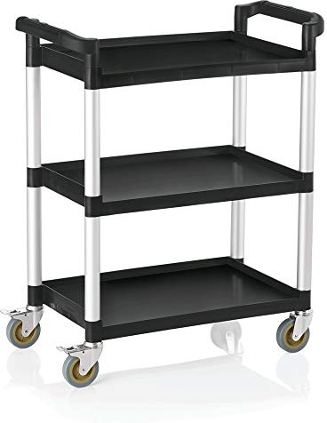 WAS 1951 003 Polypropylen mit Alurahmen Servierwagen mit 4 Schwenkbare Rollen, 30cm Abstand, 82cm Länge, 41cm Breite, 97cm Höhe