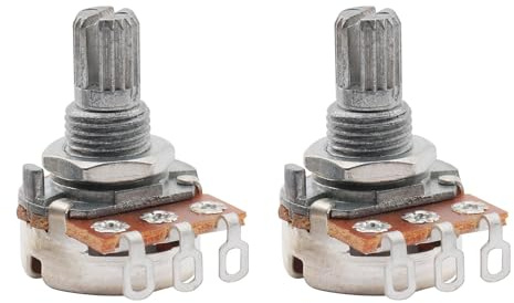 Musiclily Basic Metrisch A250K Mini Potentiometer Short Split Shaft 2 Stück | 18 Zähne,Logarithmisch Poti, für E-Gitarre Bass