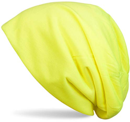 styleBREAKER Unisex tyg beanie mössa enfärgad, lätt och mjuk, lång beanie slouch beanie 04024018, Neongul, one size