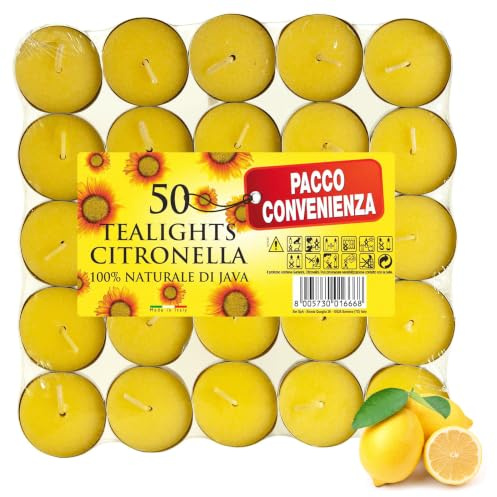 H+H 22524 Packung 50 Tealights Citronella, 19x19x3 cm