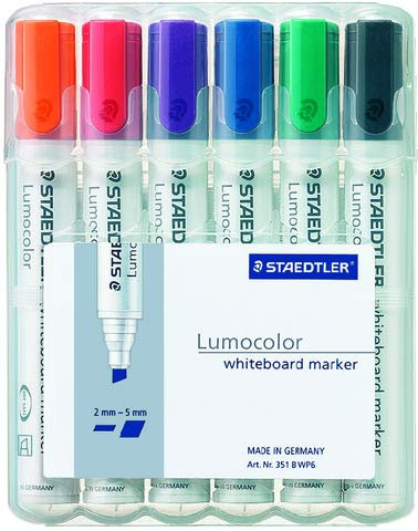 Staedtler® Board-Marker Lumocolor® 351 B whiteboard marker, STAEDTLER Box mit 6 Farben; Packungsinhalt: 6 Farben