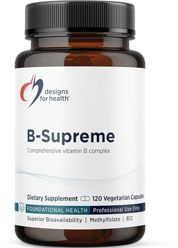 Designs for Health B-Supreme - Vitamin B Complex with Choline, Niacin, Folate & Biotin - Supports Energy, Nervous System & Homocysteine Metabolism - Vegan, Non-GMO, Gluten Free - 120 Capsules