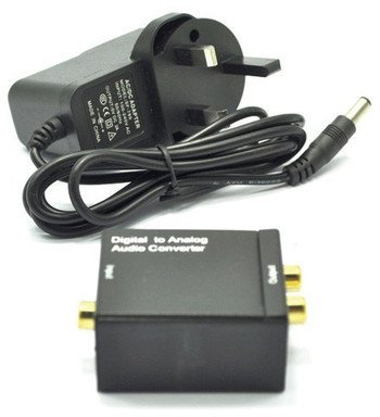Digital Optical Coax Coaxial Toslink To Analog RCA L/R Audio Converter Adapter DG-OT3802