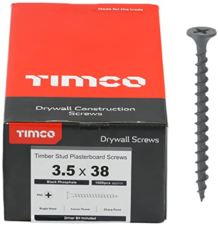 TIMCO PH2 Philips Coarse Drywall Screw - 3.5 x 38 - Grey - Box of 1000