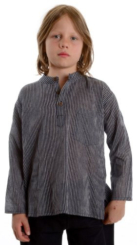 HEMAD Kinder-Fischerhemd gestreift Baumwoll-Hemd blau-gestreift XXXL