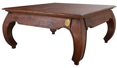 MASSIVMOEBEL24.DE | Opium Couchtisch aus Akazienholz #624 - Nougat, lackiert | 120x120x40 cm | im Kolonialstil | Massivholztisch Fernsehtisch Beistelltisch