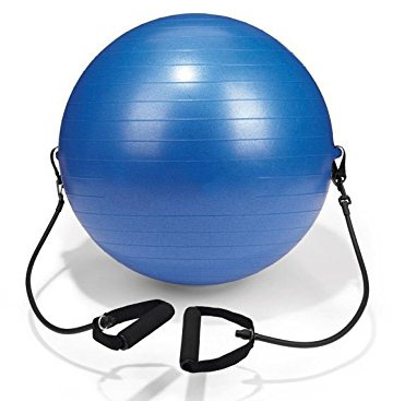 Softball Gymnastikball mit 2 Fitnessbändern Blau