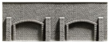 NOCH® Arkadenmauer, extra lang Modellbau Mauer, 66,8 x 12,5 cm für die Spurweite H0 perfekt auch für Stadt und Landschaft