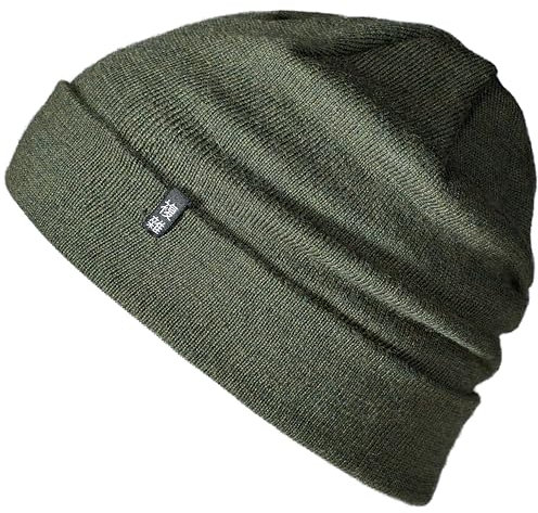 Enter the Complex® Merino Mütze Herren, Beanie Damen, 100% Merino Wolle, Warm und Dünn, Zweilagige Strickmütze, Olive