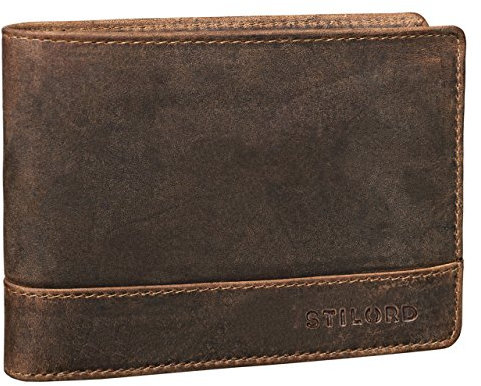 STILORD 'Lucius' Vintage Portemonnaie Leder Herren mit Münzfach & RFID-Schutz Geldbörse Männer Bifold Klappbar Brieftasche Portmonee Geldbeutel Geldtasche Wallet Echtleder, Farbe:mittel - braun