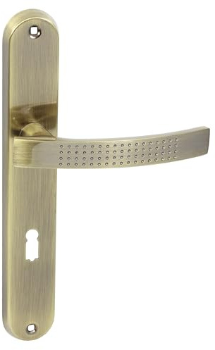 domino Türgriff 72 Drückergarnitur BB-Buntbart Set Langschildgarnitur Türklinke für Zimmertür, Bürotür, Kellertür & Innentür L-Form Türbeschläge aus Aluminiuml Bronze ALMA ECO M3