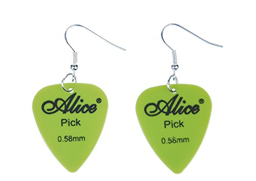Miniblings Plektrum Plektron Ohrringe Hänger Gitarre E-Gitarre Band Grün - Handmade Modeschmuck I Ohrhänger Ohrschmuck versilbert