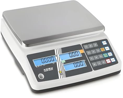 KERN Serie RPB Preisrechnende Waage mit Speicherplätzen für Artikelpreise, 6kg/15kg Wägebereich, 2g/5g Ablesbarkeit, 283mm x 318mm x 100.3mm