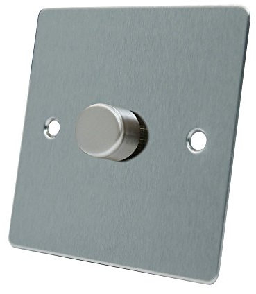 AET FSC1GDIM40 Satin Chrome Flat 400W-10 Amp Single 1 Gang 2 Way 400W Light Dimmer Switch, 400 W, 240 V