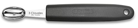 3 Claveles - Vaciador Oval en Acero Inoxidable de 15,5 cm, Acero Inoxidable, menaje Profesional, Mango Negro