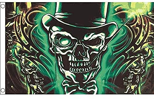 AZ FLAG Flagge Totenkopf mit Hut 150x90 cm Pirat Polyester 100D 2 Ösen | Für innen und außen dekorative Flagge doppelte Nähte und verstärkte Kanten mit Metallösen 100D Polyester