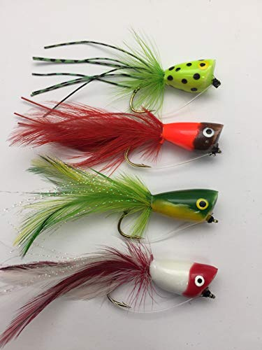 Orange Poppers Set of 5 Fishing Bass Pike Fliegen Gr. 4 Salzwasser Bass Forelle Barsch Döbel Fly Fisch Pack # 102