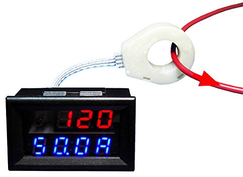 AiLi, Monitor per batteria con voltmetro, amperometro e misuratore di tensione, con trasformatore con sensore a effetto Hall, da 300 V, 100 A, 200 A o 400 A CC