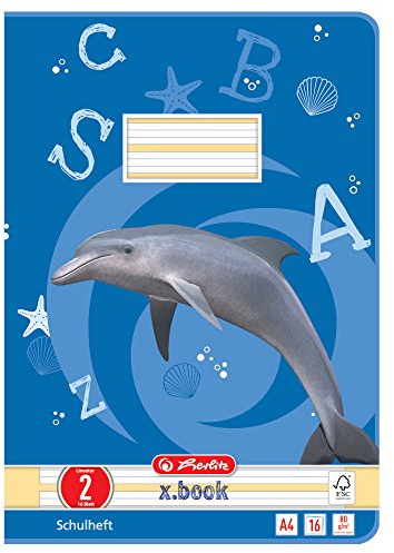 Herlitz Schulheft x.book A4, Lineatur 2, 2. Klasse, 16 Blatt, 10 Stück