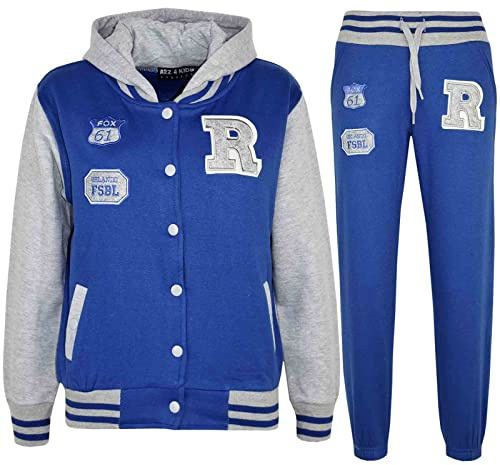 A2Z 4 Kids Bambini Ragazze Ragazzi Baseball Tuta - T.S Baseball FOX Royal & Grey 9-10
