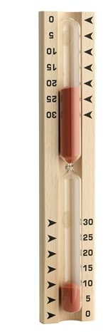 TFA Dostmann Sauna Sanduhr, 40.1046, aus Buche, Saunazubehör, 0 bis 30 Minuten, Braun-rot, L 52 x B 33 x H 286 mm