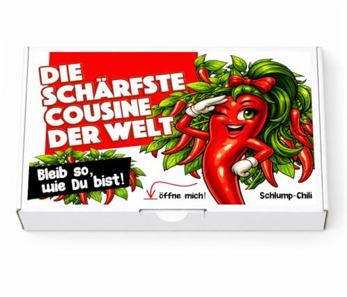 Schlump-Chili⎥Die schärfste Cousine der Welt - ein witziges und originelles Geschenk Set z.B. zum Geburtstag, Weihnachten, Ostern oder Muttertag