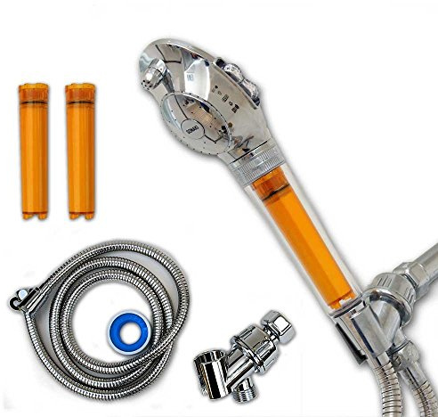 Vitamin C Shower Head With Water Filter By SONAKI - 2 Shower Filters Included - Removes Up To 99.9% Of Chlorine And Chloramines - Low Flow High Pressure