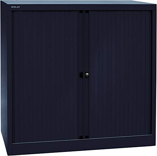 BISLEY Rollladenschrank EuroTambour, 2 Fachböden, 2,5 OH, Metall, 5633 Rollladen/Korpus Schwarz, 43 x 100 x 103 cm