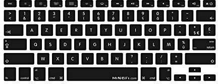 MiNGFi Protection Clavier Français AZERTY pour 2008-2017 MacBook, US/ANSI | Pour MacBook Pro 13 A1278/A1425/A1502 Air 13 A1369/A1466 Pro 15 A1398/A1286 Pro 17 A1297, Noir, Silicone