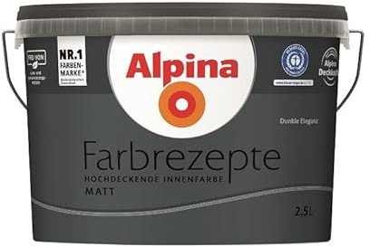 Alpina Wandfarbe, Farbrezepte 2,5 Liter Dunkle Eleganz Matt, hochdeckende Farbe
