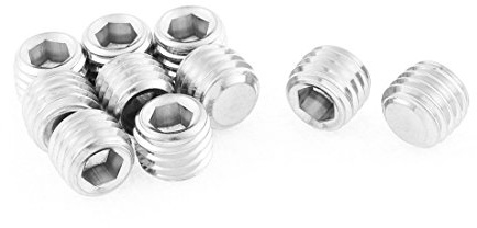 sourcing map 10 Stück M12x10mm Metrisch 304 Edelstahl Innensechskant Set Flachspitz Madenschrauben Silber Ton für Handtuchhalter Türgriff