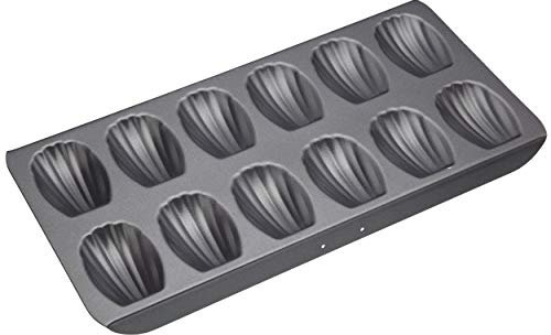 MasterClass Bandeja para magdalenas con antiadherente PTFE, PFOA y BPA, robusta de acero al carbono de 1 mm de grosor, molde para tartas de 12 agujeros, 40x 20 cm, gris
