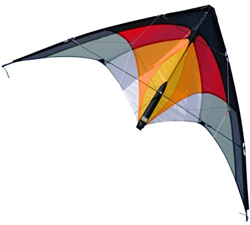 CIM Lenkdrachen - 1-2-SEVEN hot - für Kinder ab 8 Jahren, fliegt in einem extrem großen Windbereich - 104x52cm - inkl. Steuerleinen mit Gurtschlaufen