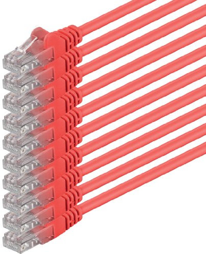 1aTTack.de 10x 10m Câble Réseau Cat6 Cat 6 - RJ45 Ethernet LAN DSL Routeur Modem - Rouge