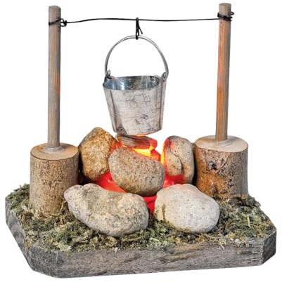 VBS Miniatur Lagerfeuer mit LED ca. 8x8x6cm Krippe Miniaturen Miniaturwelt Modellbahn Feuer Kochfeuer