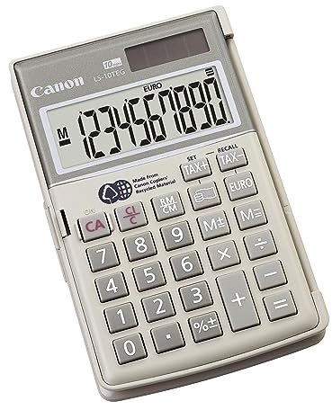 Canon LS-10TEG 10-siffrig handhållen miniräknare med skatte- och eurovalutafunktioner – vit