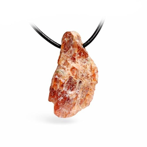 Budawi® Hessonit Anhänger | Edelstein Anhänger aus Naturstein | goldbrauner Steinschmuck mit Lederband