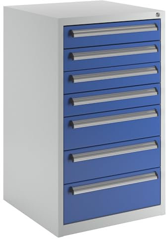 eurokraft | Werkzeugschrank | Breite 600 mm | Höhe 1000 mm | Schubladen 4 x 100 | 2 x 150 | 1 x 200 mm