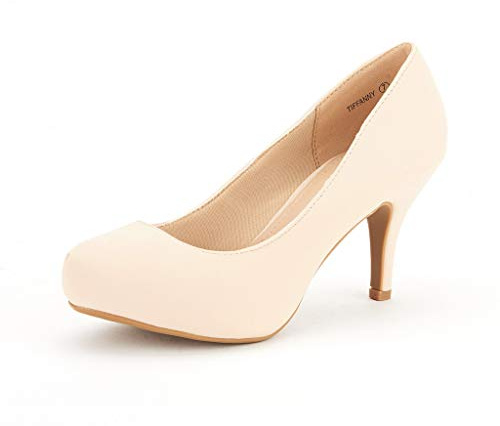 DREAM PAIRS Chaussures à Talons Hauts et Fins avec Plateforme Escarpins Classiques à Bout Rond TIFFANNY,Size 38.5,Nue/Nubuck,TIFFANNY